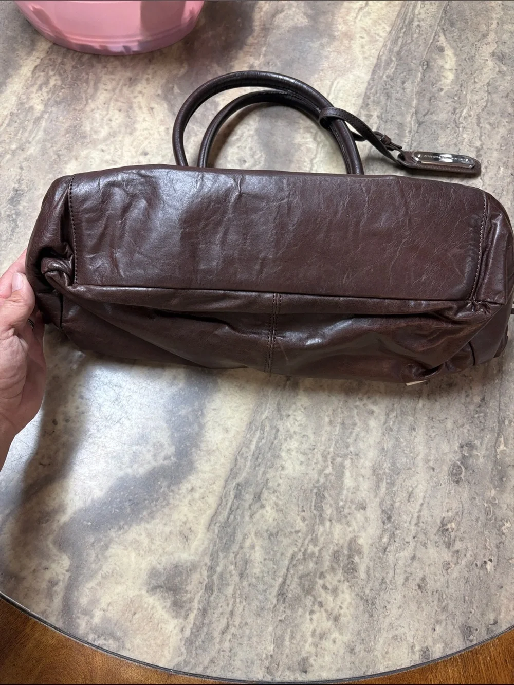 Aimee kestenberg Brown Leather Tote with American Flag Accent